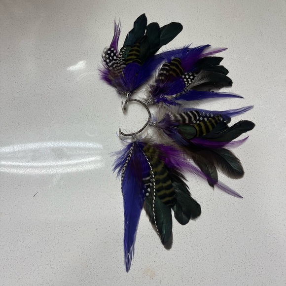 Hand Crafted Accessories - Hand Crafted Purple and Black Feather Hair Clip